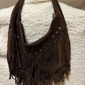 Elegant Brown Avon Suede Fringe Shoulder bag